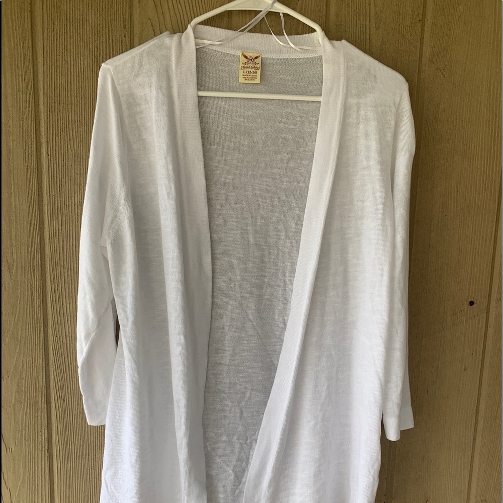 Faded Glory Bright White Sweater Sz L 12/14